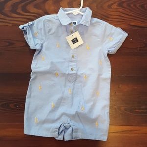 Janie & Jack chambray romper 12-18 mos. NWT